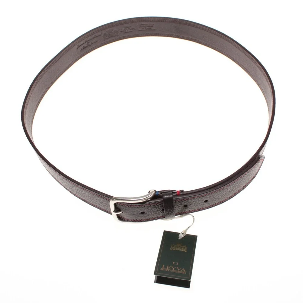Leyva NWT Classic Belt Size 110 (US 42) in Brown Pebbled Leather Made in Spain